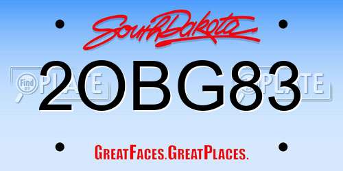 2OBG83 South Dakota License Plate