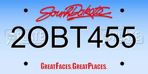 2OBT455 South Dakota License Plate