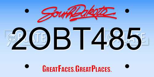 2OBT485 South Dakota License Plate