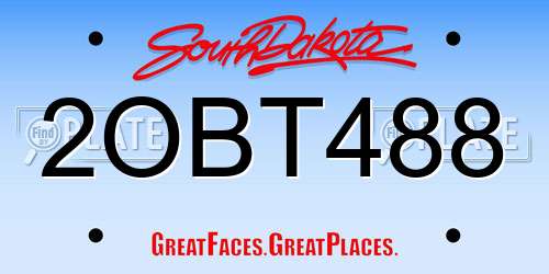 2OBT488 South Dakota License Plate