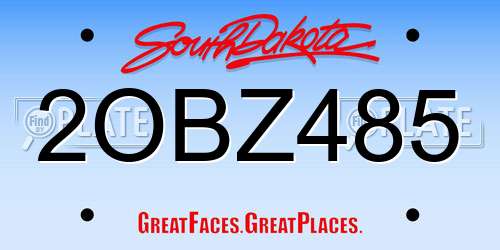 2OBZ485 South Dakota License Plate