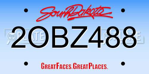 2OBZ488 South Dakota License Plate