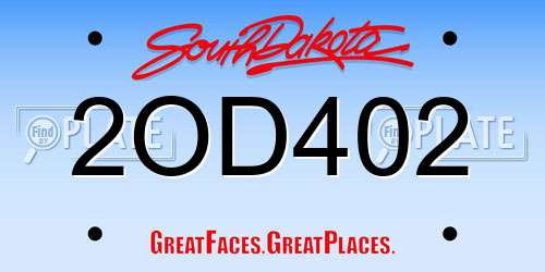 2OD402 South Dakota License Plate