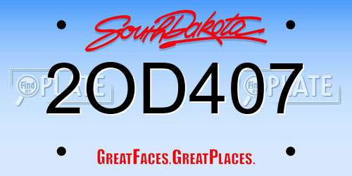 2OD407 South Dakota License Plate