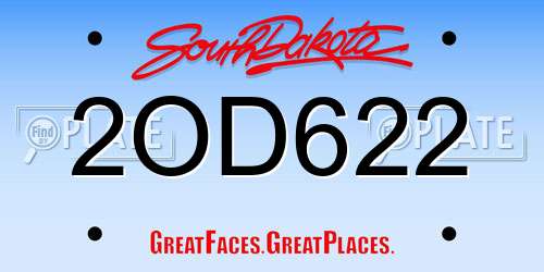 2OD622 South Dakota License Plate