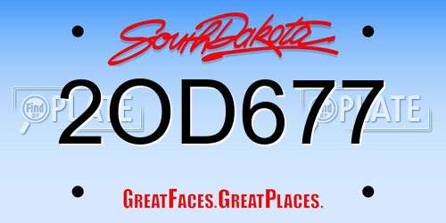 2OD677 South Dakota License Plate