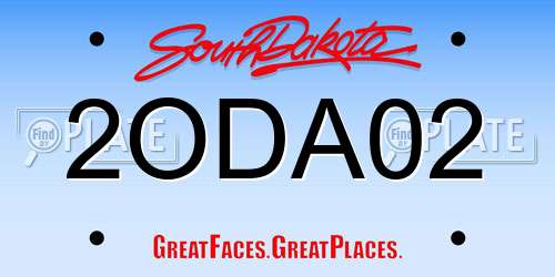 2ODA02 South Dakota License Plate