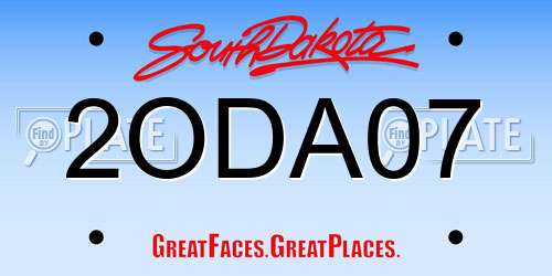 2ODA07 South Dakota License Plate
