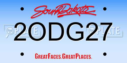 2ODG27 South Dakota License Plate