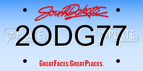 2ODG77 South Dakota License Plate