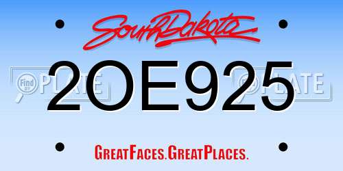 2OE925 South Dakota License Plate
