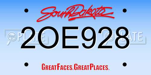 2OE928 South Dakota License Plate