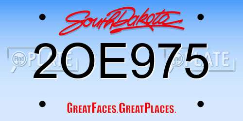 2OE975 South Dakota License Plate