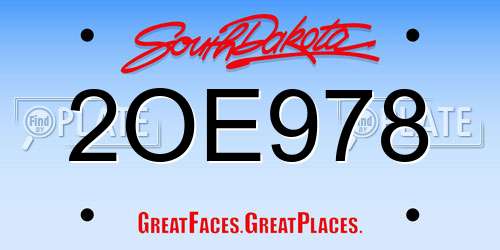 2OE978 South Dakota License Plate