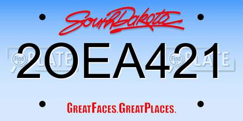 2OEA421 South Dakota License Plate