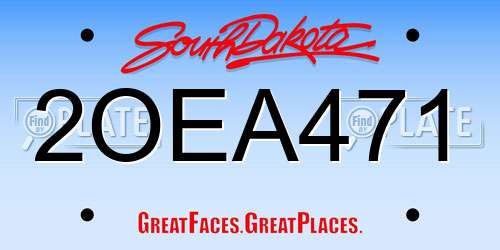 2OEA471 South Dakota License Plate
