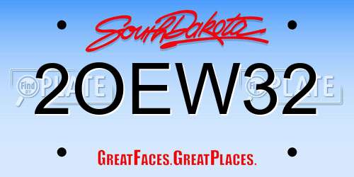 2OEW32 South Dakota License Plate
