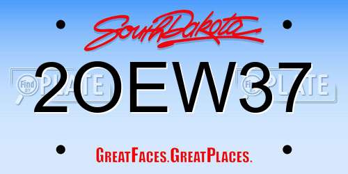 2OEW37 South Dakota License Plate