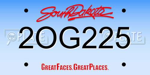 2OG225 South Dakota License Plate