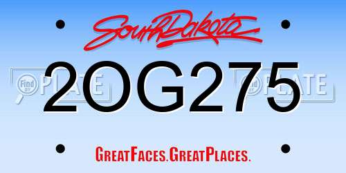 2OG275 South Dakota License Plate