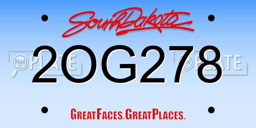 2OG278 South Dakota License Plate
