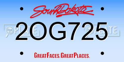 2OG725 South Dakota License Plate
