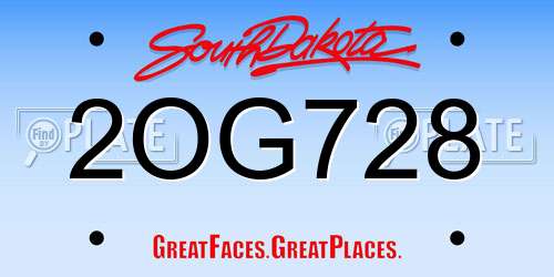 2OG728 South Dakota License Plate