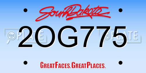 2OG775 South Dakota License Plate