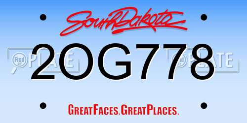 2OG778 South Dakota License Plate