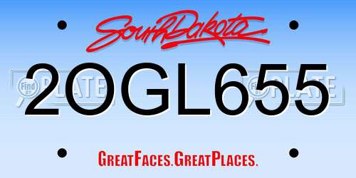 2OGL655 South Dakota License Plate