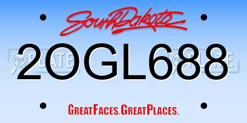 2OGL688 South Dakota License Plate