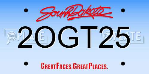 2OGT25 South Dakota License Plate