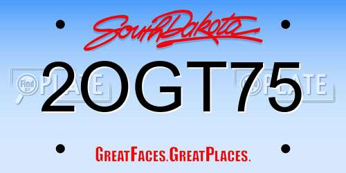 2OGT75 South Dakota License Plate