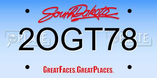 2OGT78 South Dakota License Plate