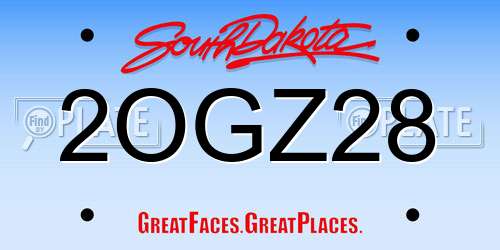 2OGZ28 South Dakota License Plate