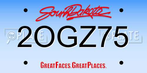 2OGZ75 South Dakota License Plate