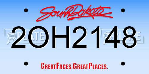 2OH2148 South Dakota License Plate