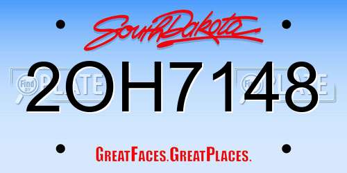 2OH7148 South Dakota License Plate