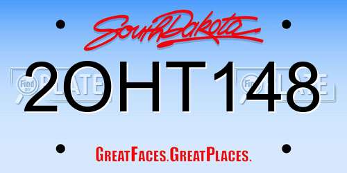 2OHT148 South Dakota License Plate