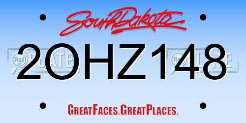 2OHZ148 South Dakota License Plate