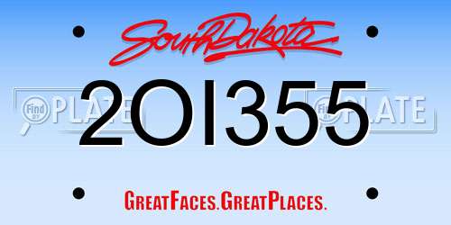 2OI355 South Dakota License Plate