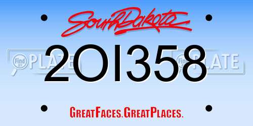 2OI358 South Dakota License Plate