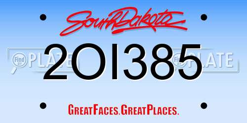 2OI385 South Dakota License Plate