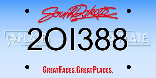 2OI388 South Dakota License Plate