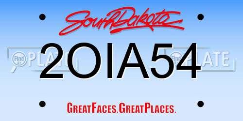 2OIA54 South Dakota License Plate