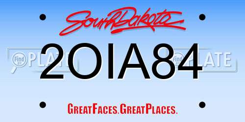 2OIA84 South Dakota License Plate