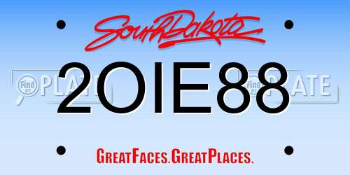 2OIE88 South Dakota License Plate