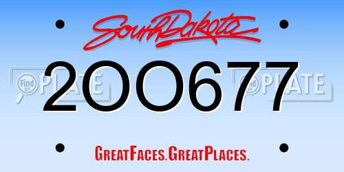 2OO677 South Dakota License Plate