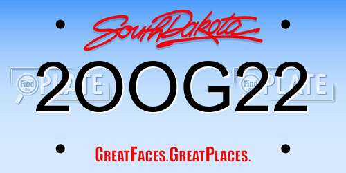 2OOG22 South Dakota License Plate