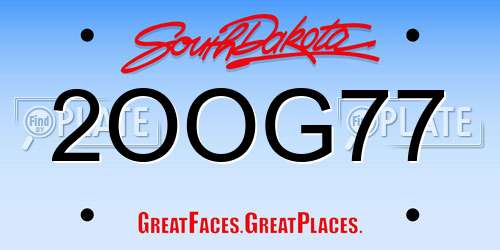 2OOG77 South Dakota License Plate